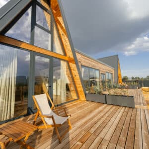 A frame mansion patio