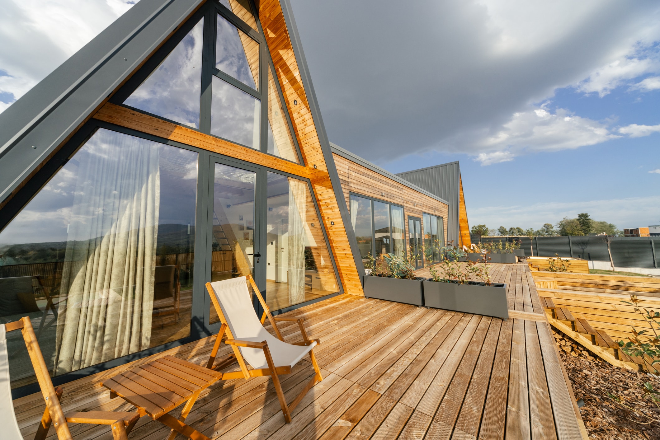 A frame mansion patio