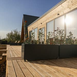 A frame mansion patio