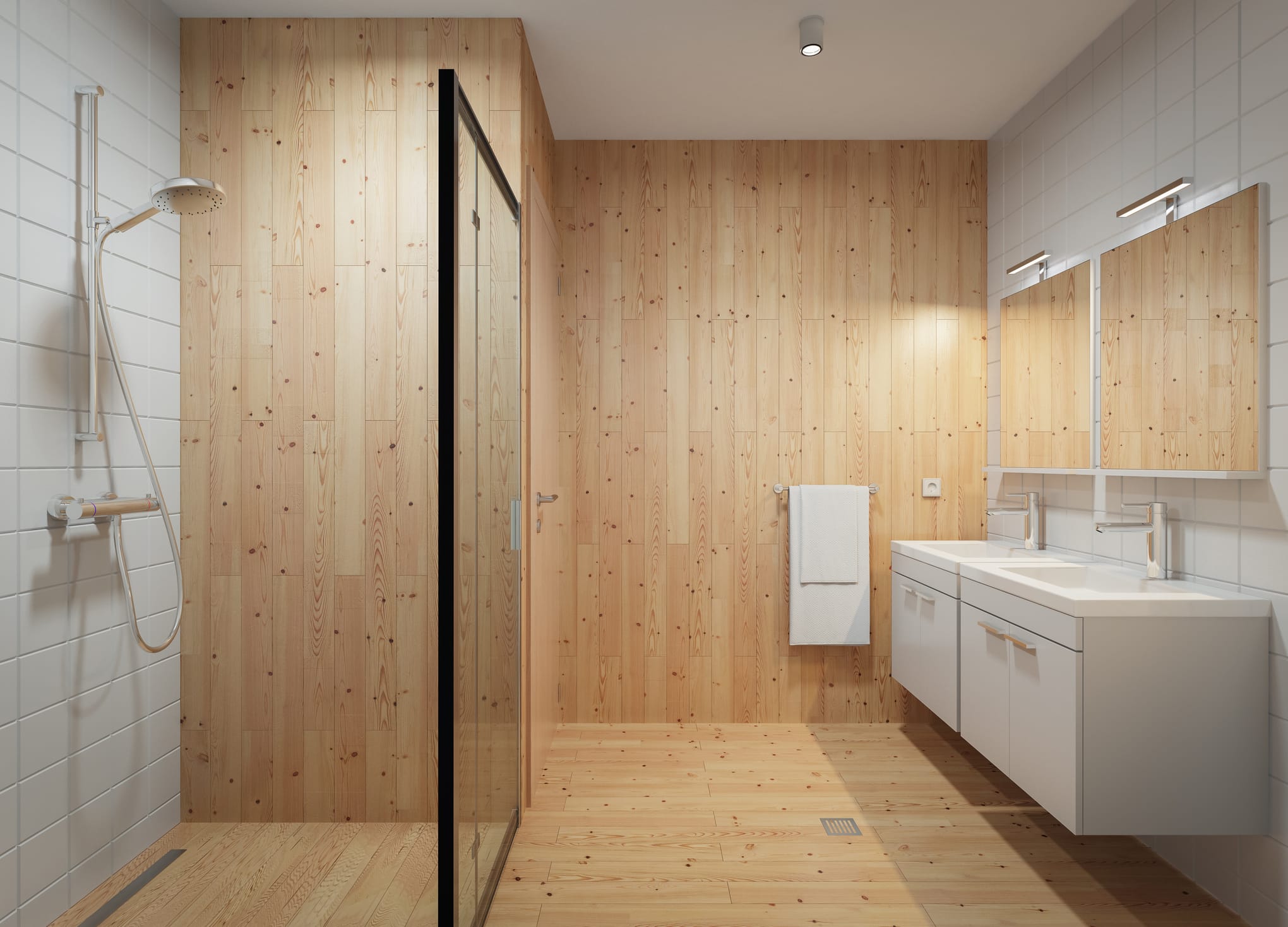 Retro minimalist Scandinavian bathroom
